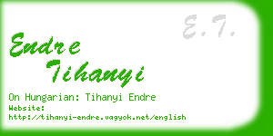 endre tihanyi business card